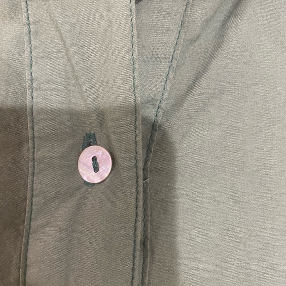 Free People Oversized Button-Front Tunic Dress Army Green Pockets Boho Cotton - Picture 6 of 7